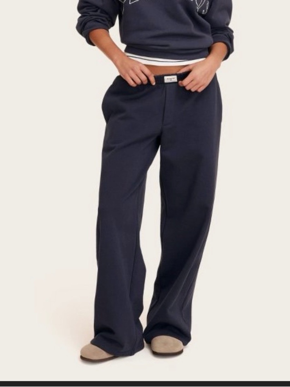 Wide-Leg Navy Target PARKE sweatpants with Elastic Waist